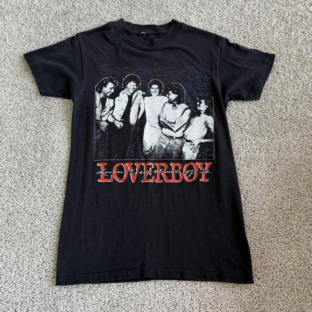 Vintage 80s Loverboy Shirt Mens Small Black Tour 86 Band Graphic Tee T-Shirt